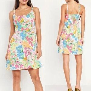 Old Navy Floral Fit and Flare Linen Blend Dress